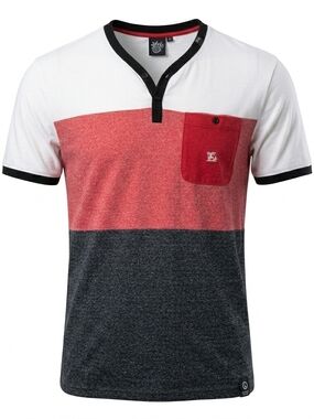 LRG Streetwear Colorblock Henley Tee | Heather Red & Charcoal | Men’s 2XL